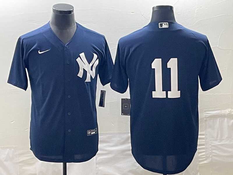 Men%27s New York Yankees #11 Anthony Volpe No Name Navy Blue Stitched Cool Base Nike Jersey->new york yankees->MLB Jersey